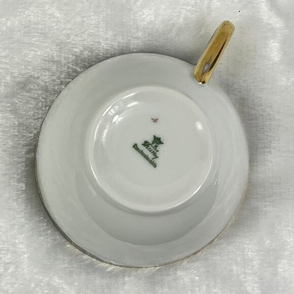 Thuny Czechoslovakia Porcelain Tea Cups Set Of 8 Floral Garland Gold Trim - Picture 4 of 15
